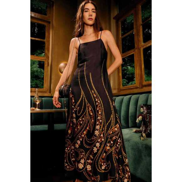 FARM Rio Dresses & Skirts - Black Garden Lenzing™ Ecovero™ Viscose Slip Midi Dress